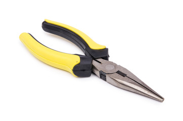 Yellow pliers isolated on the white