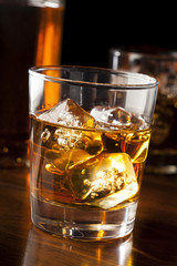 Golden Brown Whisky on the rocks