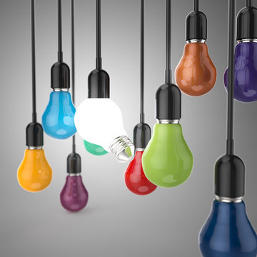 creative idea and leadership concept  colors light bulb