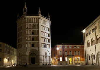 View of Baptistery on Piazza del Duomo, Parma, Italy