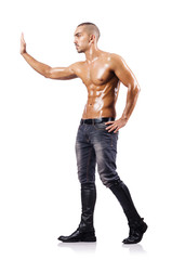 Fototapeta premium Nude man isolated on the white background