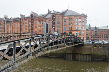Hamburg Speicherstadt with a bridge