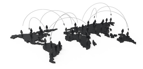 Obraz premium social network human 3d on world map