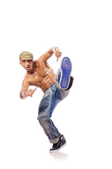 Dancer dancing on the white