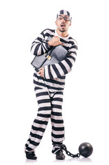 Convict criminal in striped uniform