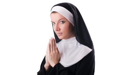 Young nun in religious concept