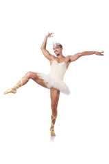 Muscular ballet performer in funny concept