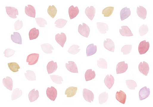 桜の花びらの模様　手描き水彩イラスト