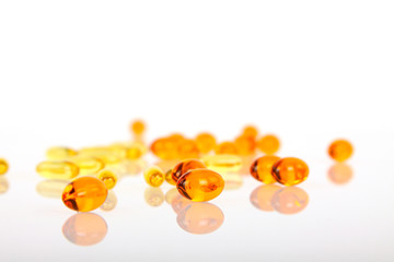 Gel pills on white