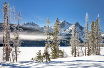 Winter Lake in Idaho covered with snow