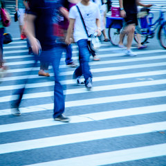 people walking on big city street