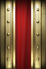 gold on red curtain