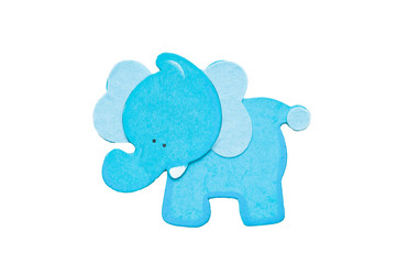 Blue elephant on white