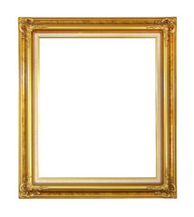 Gold picture frame isolated on white background (Cliping path)