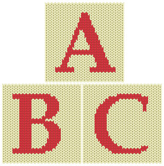 Set of knitted silhouette figures letters