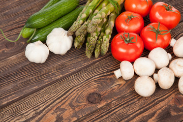 Fresh vegetables on a wooden table