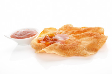 Papadum and chutney.