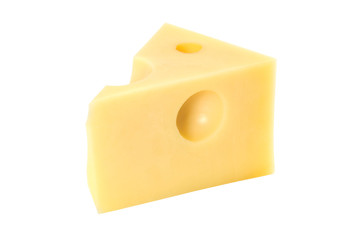 Swiss cheese on a white background. Clipping path included.