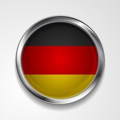 Vector button with stylish metallic frame. German flag