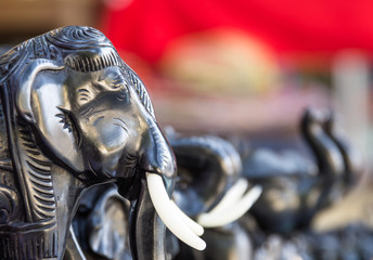 Heads of Black Elephant Figurines