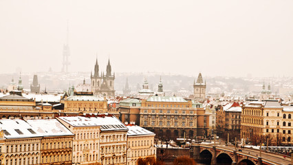Fototapeta premium Panorama of Prague with its landmarks