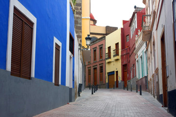 Typical canarian street in Arucas city, Gran Canaria, Spain