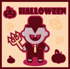 Halloween icon Devil businessman dracula card poster background - 49941567