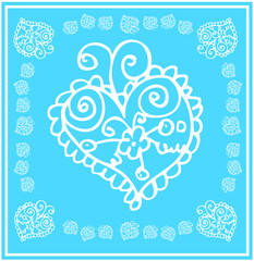 floral heart card flower and love icon Postcard with heart and f - 49941738