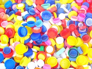 plastic caps ready to be recycled