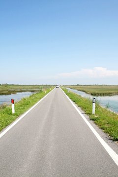 paved road islands in the Venetian lagoon