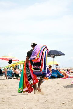 Hawker beach towels on the beach