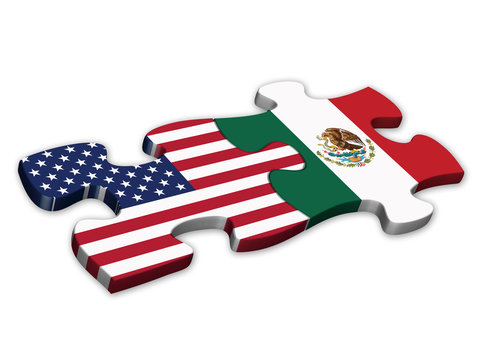 US & Mexican Flags (Mexico American politics jigsaw)
