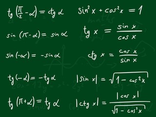 Trigonometry education - mathematics on a blackboard