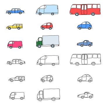 Transportation cartoon icon set - vehicles collection