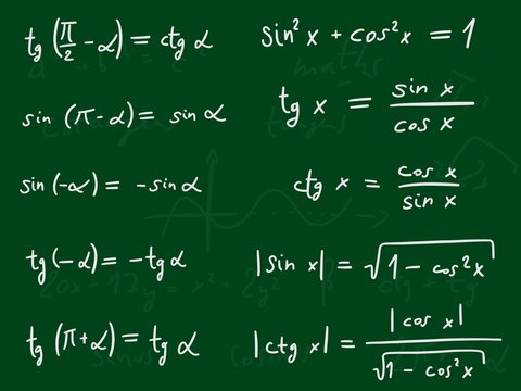 Trigonometry education - mathematics on a blackboard