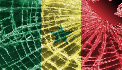Broken glass or ice with a flag, Senegal