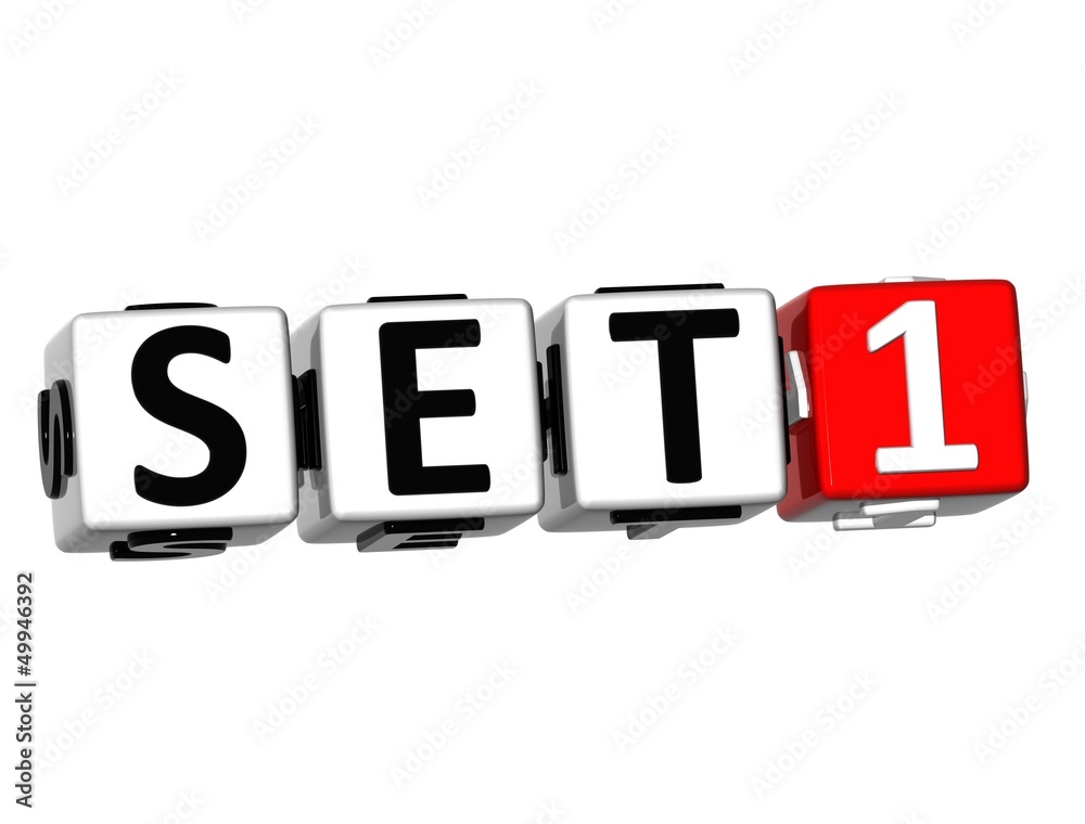Aufkleber 3d set button click here block text