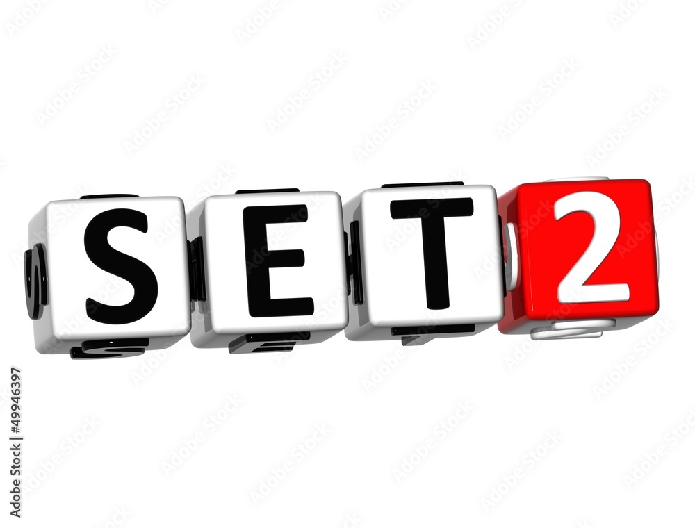 Poster 3d set button click here block text