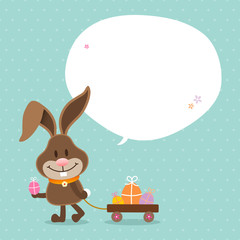 Bunny Handcart Speech Bubble Retro Dots