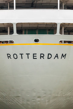 Rear side of an old Rotterdam based cruise ship