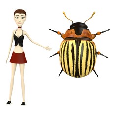 3d render of cartoon character with potato beetle