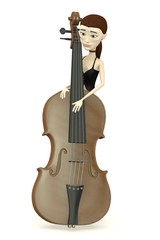3d render of cartoon character with big violin