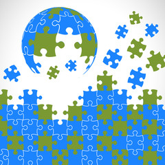 Puzzle pieces 3d globe vector design