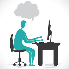 men learn computer stock vector