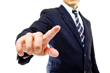 Portrait businessman with touch icon concept