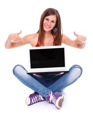 Student girl with laptop