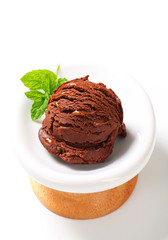 Chocolate ice cream with caramel sauce