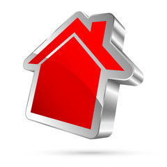 House Sign 3D Red/Silver