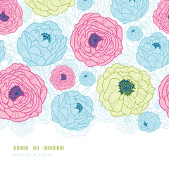 Vector floral line art frame vertical seamless pattern with hand