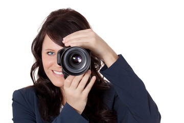 junge frau mit digital-kamera